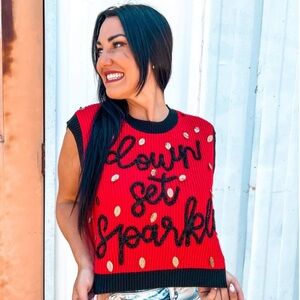 Queen of Sparkles Red and Gold Sequin Top